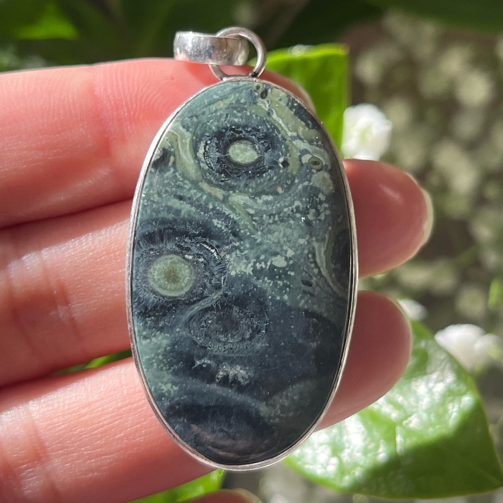 925 silver overlay Kambaba jasper pendant - Picture 3 of 5